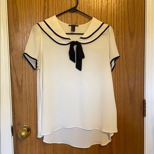 White and black Forever21 blouse